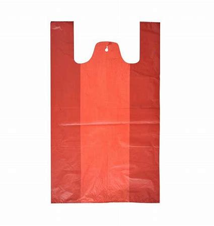 RED PLASTIC BAG 12" X 10"