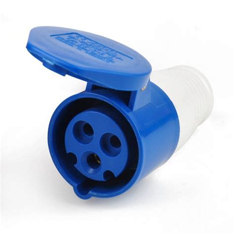 INDUSTRIAL 3PIN SOCKET 16A 220V (FEMALE) BLUE