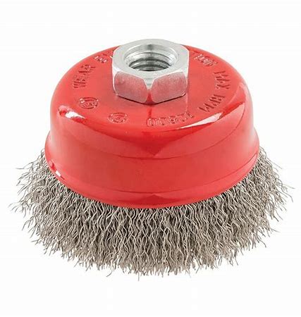 CUP BRUSH 3" X M10 X 1.5MM C/W NUT STAINLESS STEEL