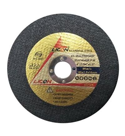 CUTTING DISC 4"" X 1.2MM C/S & S/S (BLACK), LICON (25PCS/BOX)/(600PCS/CTN) OR EQUIVALENT.